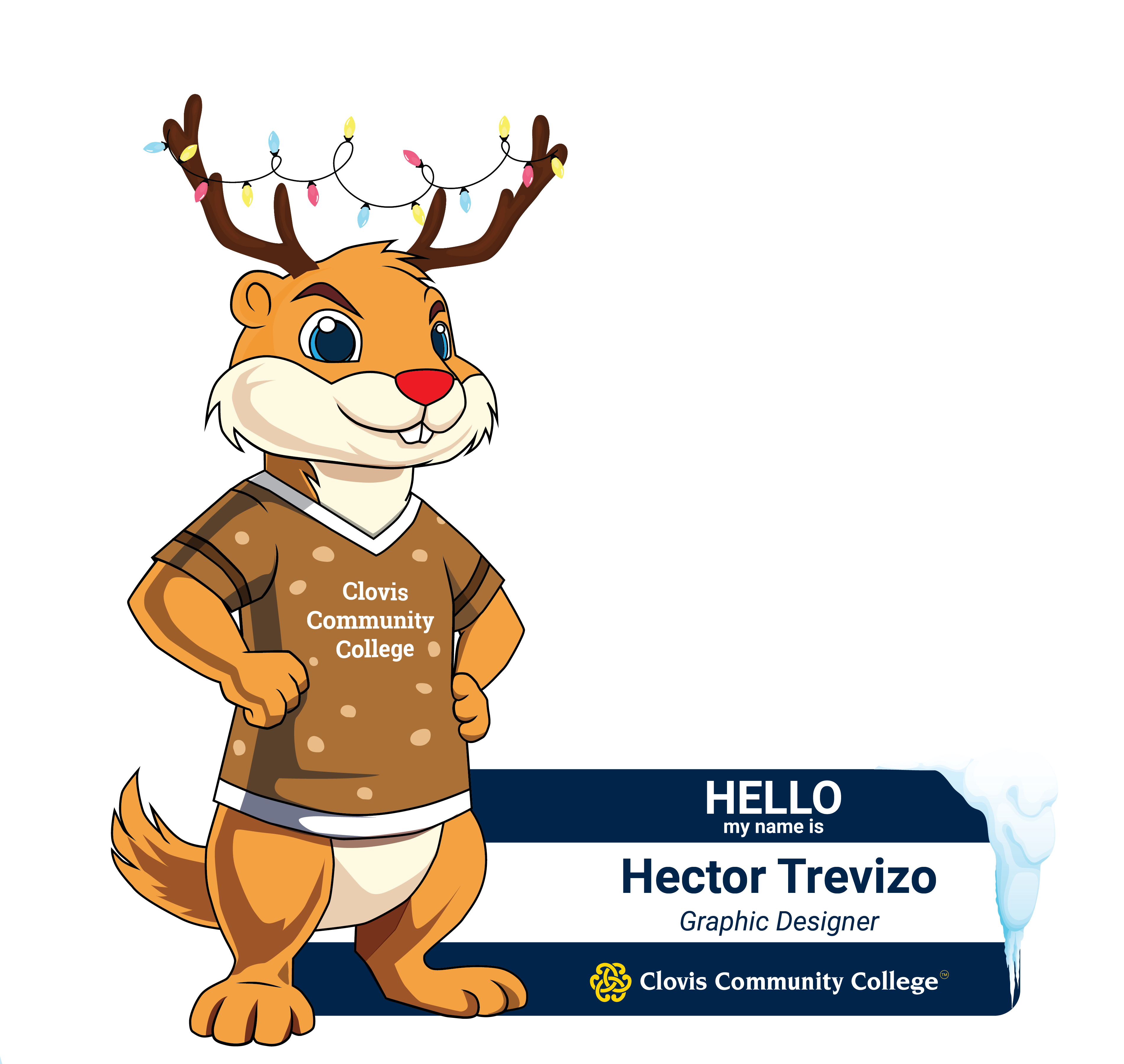 christmas reindeer dug with short nameplate