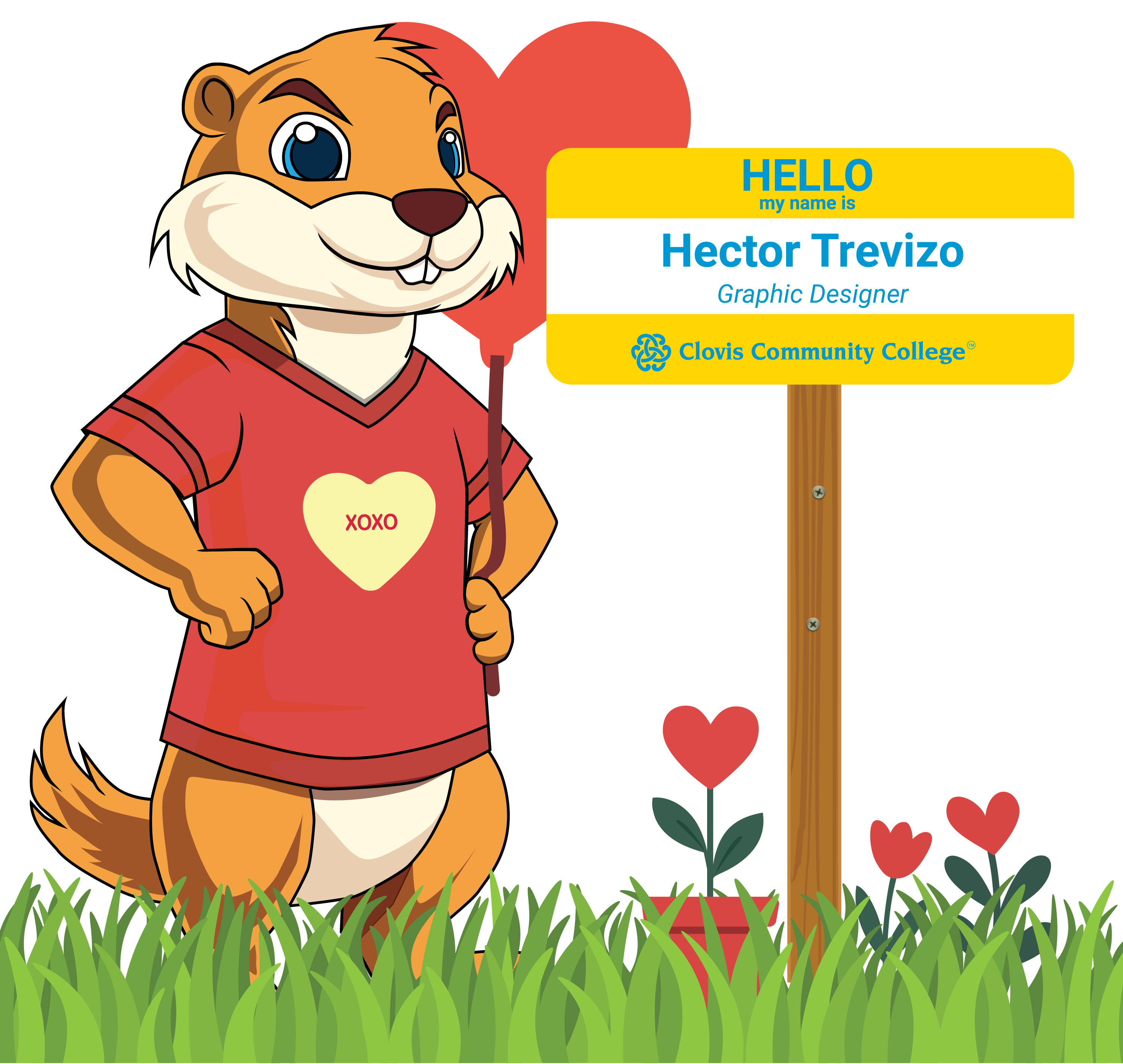 valentine dug with tall nameplate