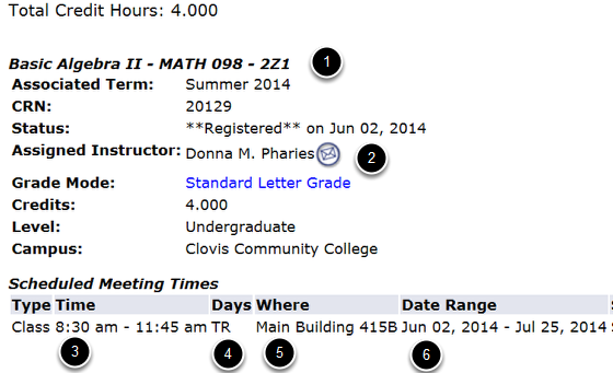  View your Course Schedule