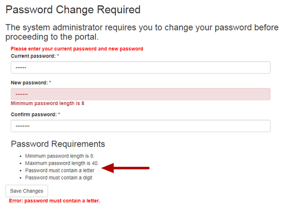 Password change is required